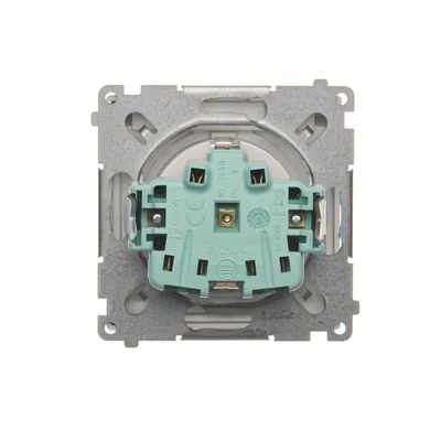 Simon Basic WMBW-73111x-4011 Schuko socket for IP44 version (module) 16A, 250V~, screw terminals; matte silver. Transparent flap