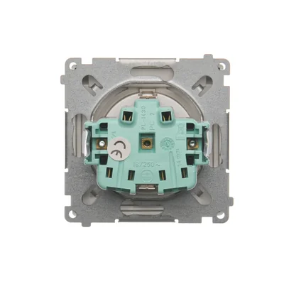 Simon Basic WMBW-73111x-H011 Gniazdo wtyczkowe Schuko do wersji IP44 (moduł) 16A, 250V~, zaciski śrubowe; satynowy. Klapka transparentna