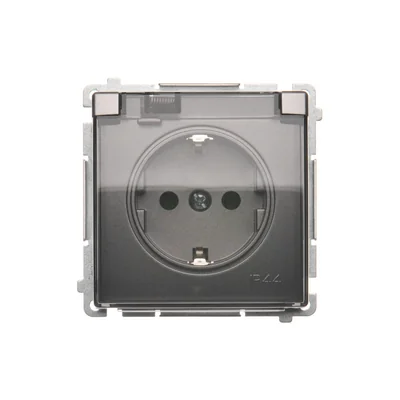 Simon Basic WMBW-73111x-J011 Schuko socket for IP44 version (module) 16A, 250V~, screw terminals; stainless steel. Transparent flap