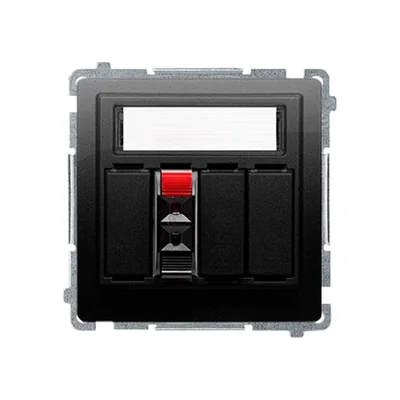 Simon Basic WMUG-01000x-Y011 Einseitige Lautsprecherbuchse mit Beschriftungsfeld (Modul). Eingangs- und Ausgangsdrahtquerschnitt 2,5 mm². Klemm- und Schraubmontage; schwarz