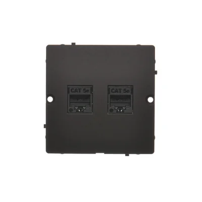 Simon Basic WMUK-0520F2-Y011 Doppel-RJ45-Computerbuchse, Kategorie 5e (Modul). Schraubmontage der Buchse an der Anschlussdose; schwarz