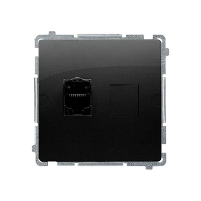 Simon Basic WMUK-0610xx-Y011 RJ45-Computerbuchse, Kategorie 6, einzeln mit Staubschutz (Modul). Montage mit Klemmen oder Schrauben; schwarz