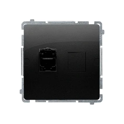 Simon Basic WMUK-0630xx-Y011 RJ45 computer socket, category 6, single shielded with anti-dust shutter (module). Mounting with claws or screws; black