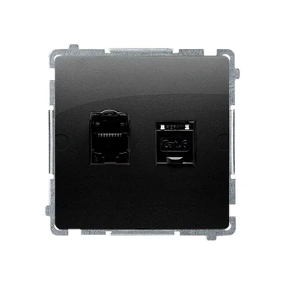 Simon Basic WMUK-0640xx-Y011 RJ45 computer socket, category 6, double shielded with anti-dust shutter (module). Mounting with claws or screws; black