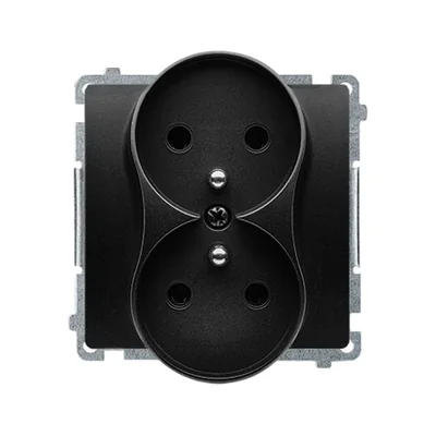 Simon Basic WMUW-00210M-Y011 Doppelsteckdose mit Erdung (Modul), Σ16A, 250V~, Schraubklemmen; schwarz