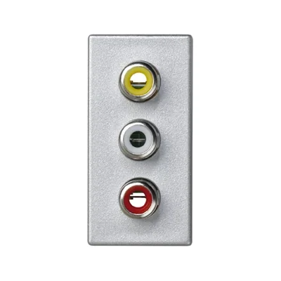 Simon Connect TSC-K105B-8 K45/2 connector board 3x RCA (CINCH) 22.5x45mm + inserts; screw terminals; aluminum