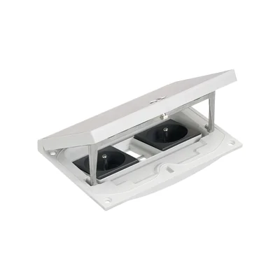 Simon Connect TSC-KFH221-72 Insert with cover; two sockets type E (earth pin); 22.5x45 mm module with Keyston latch, 2 spaces for RJ45 or multimedia connectors, easy-access lock, stainless steel
