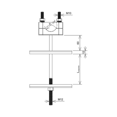 Single cable holder for a ŻN pole with an offset, L=200mm, hot-dip galvanized