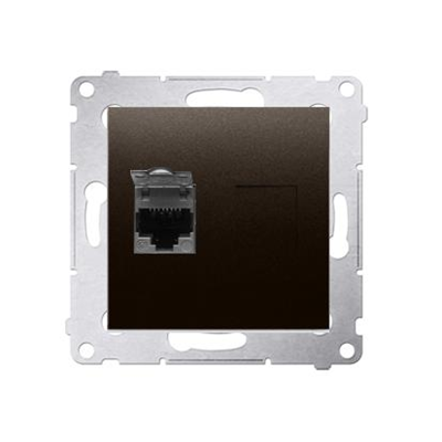 Single computer socket RJ45 cat. 6 shielded with anti-dust cover (module) brown matt metallic