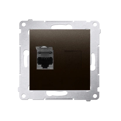 Single computer socket RJ45 cat. 6 shielded with anti-dust cover (module) brown matt metallic