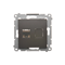 Single computer socket RJ45 cat. 6 shielded with anti-dust cover (module) brown matt metallic