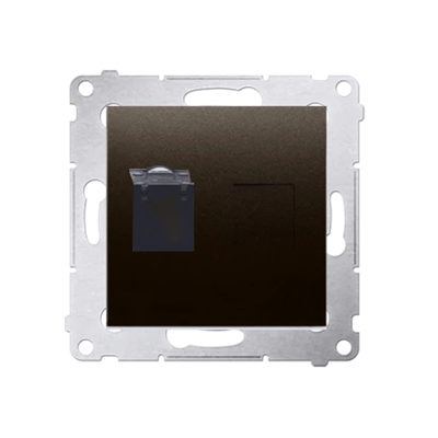 Single computer socket RJ45 cat. 6 with anti-dust cover (module) brown matt metallic