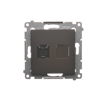 Single computer socket RJ45 cat. 6 with anti-dust cover (module) brown matt metallic