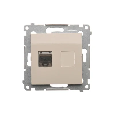 Single computer socket RJ45 category 6 shielded with anti-dust cover (module) cream
