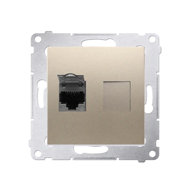 Single computer socket RJ45, category 6, shielded with anti-dust cover (module) gold (metallic)