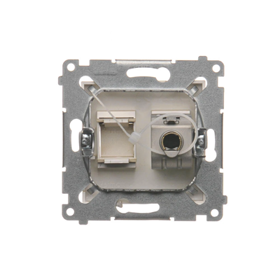 Single computer socket RJ45, category 6, shielded with anti-dust cover (module) gold (metallic)