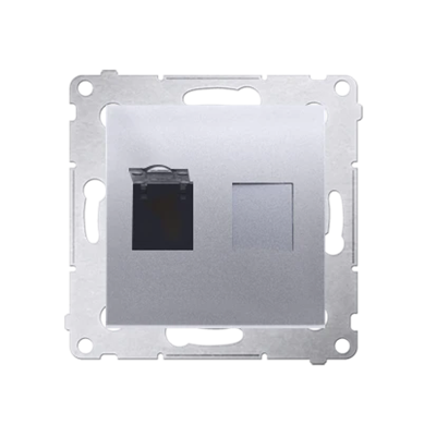 Single computer socket RJ45 category 6 with anti-dust cover (module) silver (metallic)