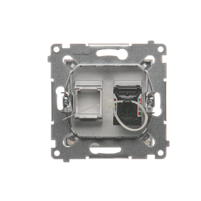 Single computer socket RJ45 category 6 with anti-dust cover (module) silver (metallic)