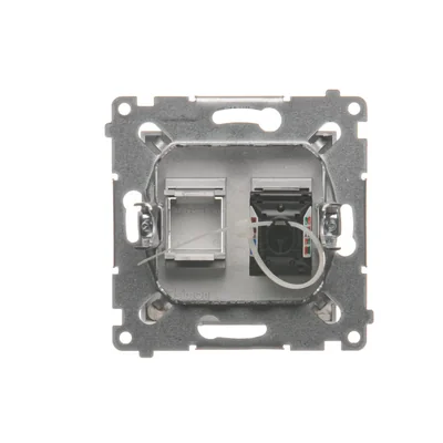 Single computer socket RJ45 category 6 with anti-dust cover (module) silver (metallic)