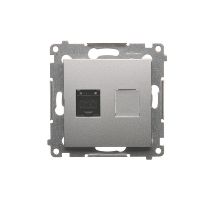 Single computer socket RJ45 category 6 with anti-dust cover (module) silver (metallic)