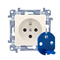 Single DATA plug socket with authorization key (module) 16A 230V cream