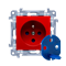 Single DATA plug socket with authorization key (module) 16A 230V red