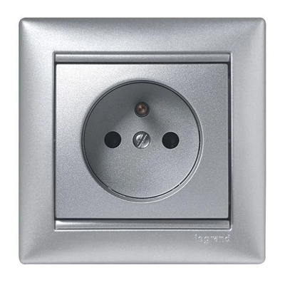 Single electric socket, aluminum color