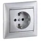 Single electrical socket with schuko grounding and aluminum shutter