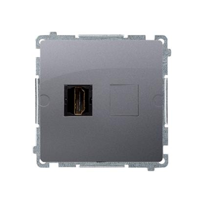 Single HDMI socket (module) metallic stainless steel