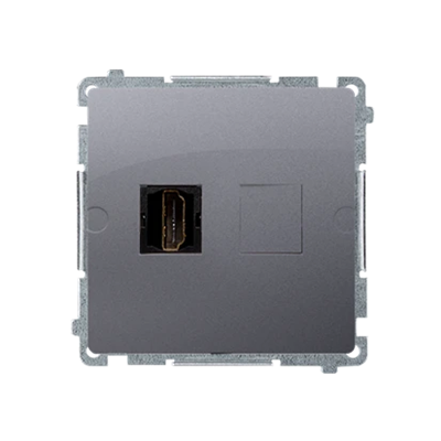 Single HDMI socket (module) metallic stainless steel
