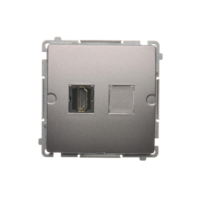 Single HDMI socket (module) metallic stainless steel