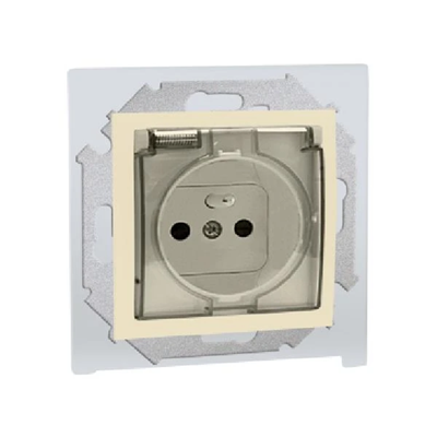 Single hermetic socket with a grounding pin and a transparent flap