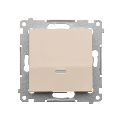 Single NO button with LED backlight without pictogram (module) 16A 250V cream screw terminals