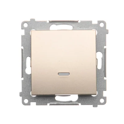 Single NO button with LED backlight without pictogram (module) 16A 250V screw terminals gold (metallic)