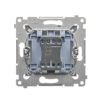 Single NO button with LED backlight without pictogram (module) 16A 250V screw terminals silver (metallic)