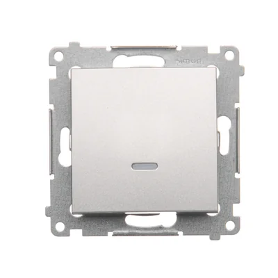 Single NO button with LED backlight without pictogram (module) 16A 250V screw terminals silver (metallic)