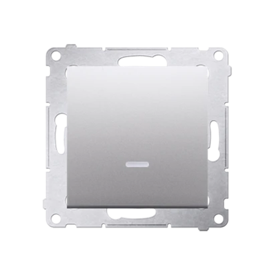 Single NO button with LED backlight without pictogram (module) 16A 250V screw terminals silver (metallic)