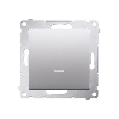 Single NO button with LED backlight without pictogram (module) 16A 250V screw terminals silver (metallic)