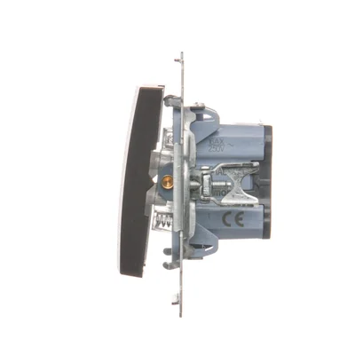 Single NO button with LED backlight without pictogram (module) 230V, matt brown metallic
