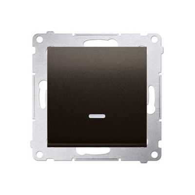 Single NO button with LED backlight without pictogram (module) 230V, matt brown metallic