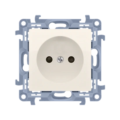 Single plug socket without grounding (module) 16A 230V cream