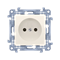 Single plug socket without grounding (module) 16A 230V cream