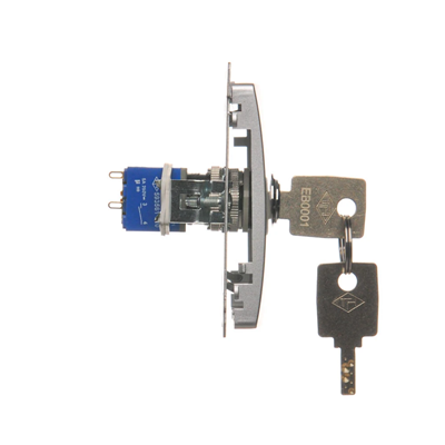 Single pole 2 position key switch 5A 230V silver matt metallized