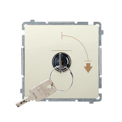 Single-pole momentary switch with key, 2 positions, beige