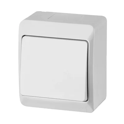 Single-pole surface-mounted stair switch - white, IP44 HERMES