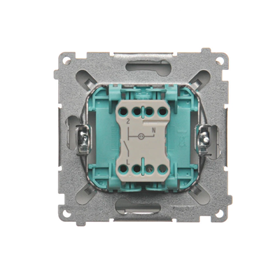 Single-pole switch (module) with activation signaling, 230V, metallic stainless steel