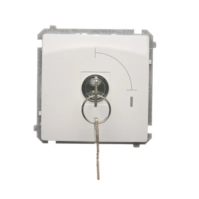 Single-pole switch with key, 2-position 0-I N/O contact white