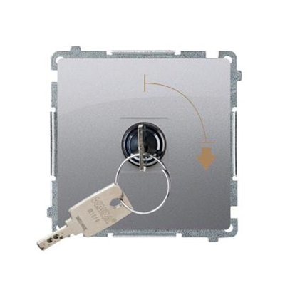 Single-pole switch with key, 2-position metallic stainless steel