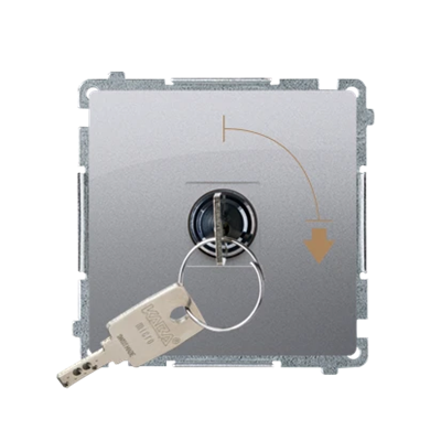 Single-pole switch with key, 2-position metallic stainless steel