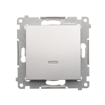 Single pole switch with LED backlight (module) 10A 250V quick connectors silver (metallic)